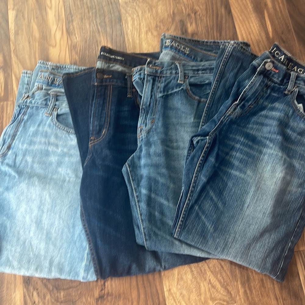 Lot of 4 pairs! 3 pairs American Eagle 1 Old Navy mens jeans 36x32